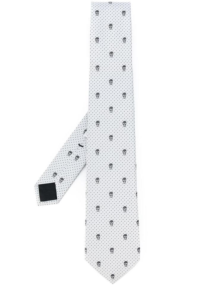 Alexander Mcqueen Skulls And Dots Tie - Grey