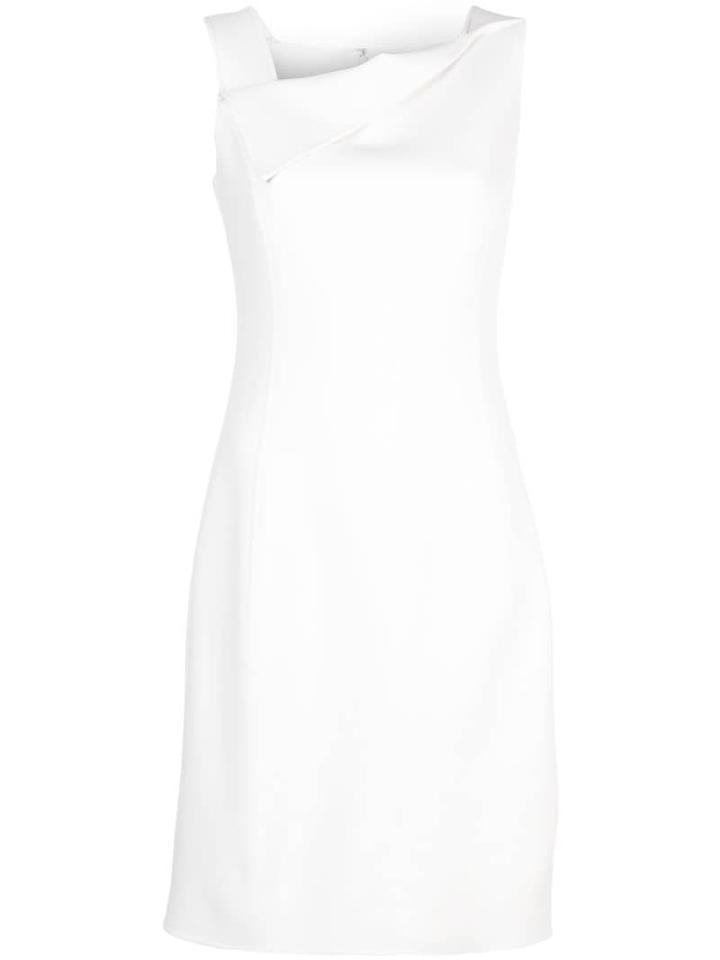 Oscar De La Renta Asymmetric Neck Dress - White