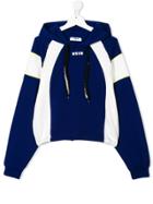 Msgm Kids Colour Block Drawstring Hoodie - Blue