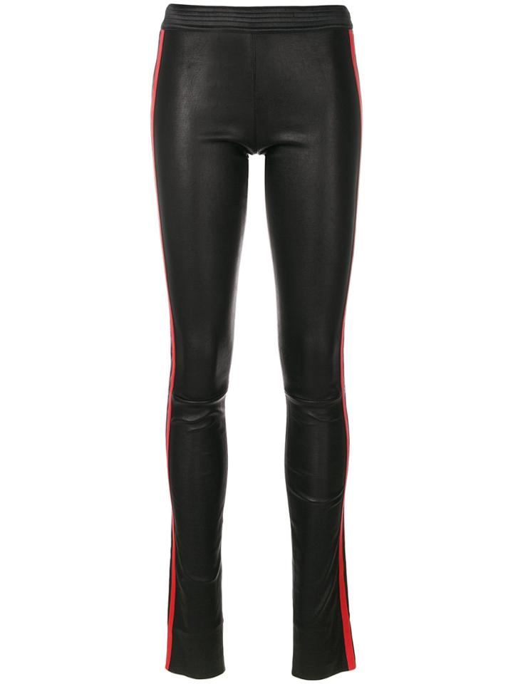 Drome Leather Leggings With Contrasting Side Bands - Black