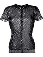 Versus Fil Coupé Sheer Blouse, Women's, Size: 40, Black, Silk/polyester