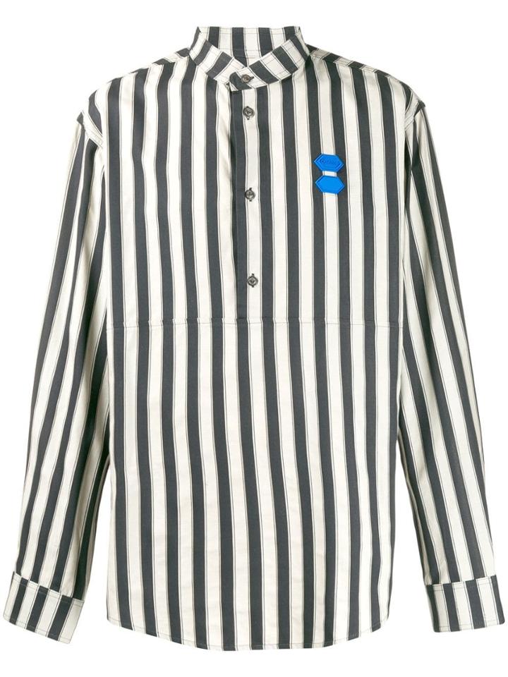 Off-white Patch Logo Striped Shirt - Neutrals