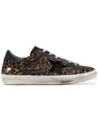 Golden Goose Deluxe Brand Brown Superstar Leopard Print Fur Leather