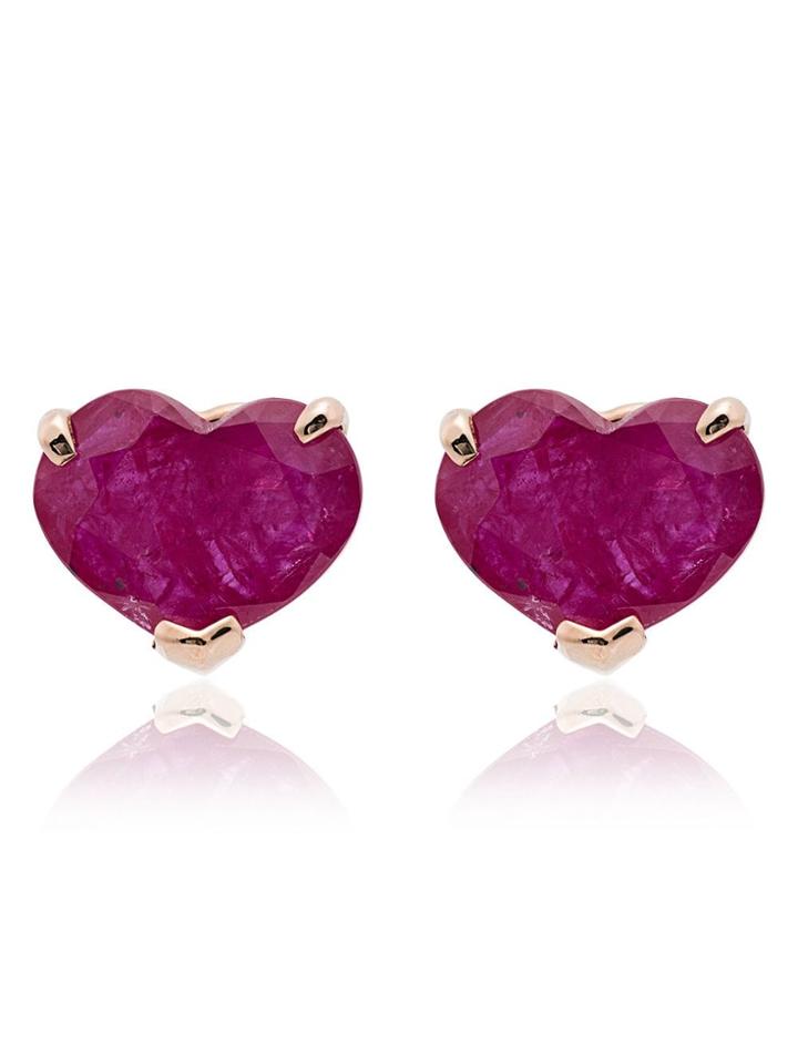 Shay Heart 18kt Gold Stud Earrings - Red