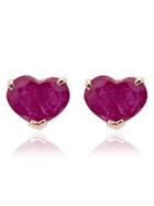 Shay Heart 18kt Gold Stud Earrings - Red