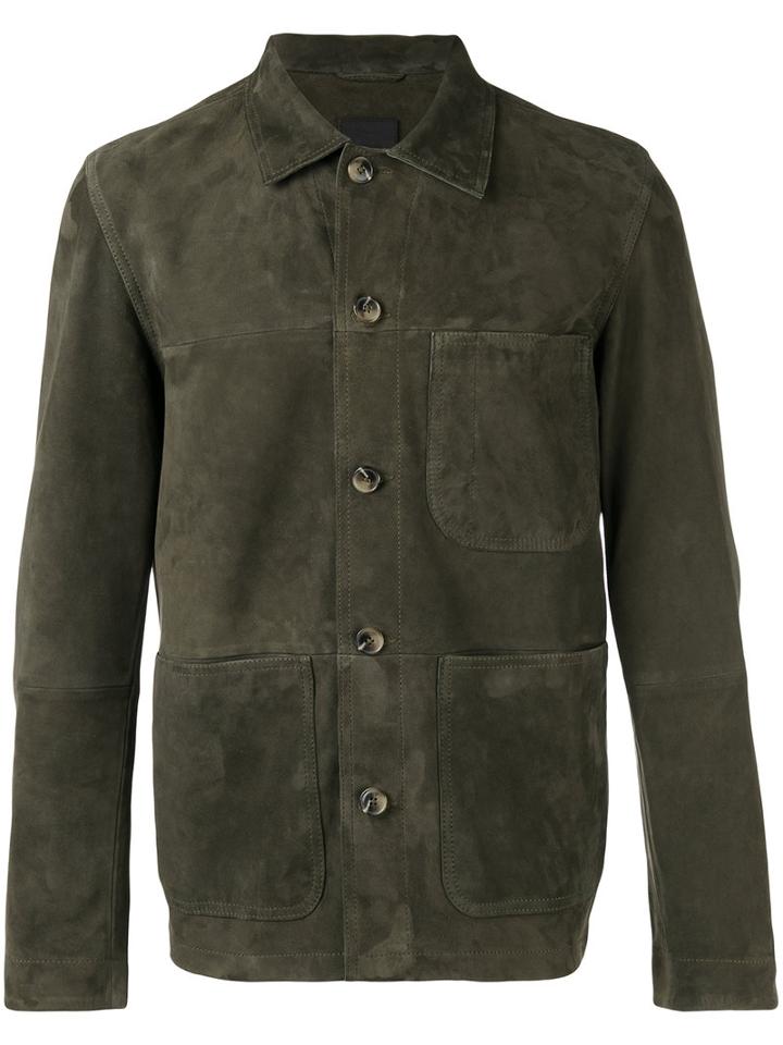Closed Patch Pocket Jacket, Men's, Size: Large, Green, Lamb Skin