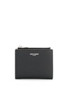 Saint Laurent Grainy Zipped Card Case - Black