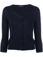 Samantha Sung - V-neck Cardigan - Women - Silk/cashmere - L, Blue, Silk/cashmere