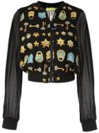 Versace Jeans Multi-logo Print Bomber Jacket - Black