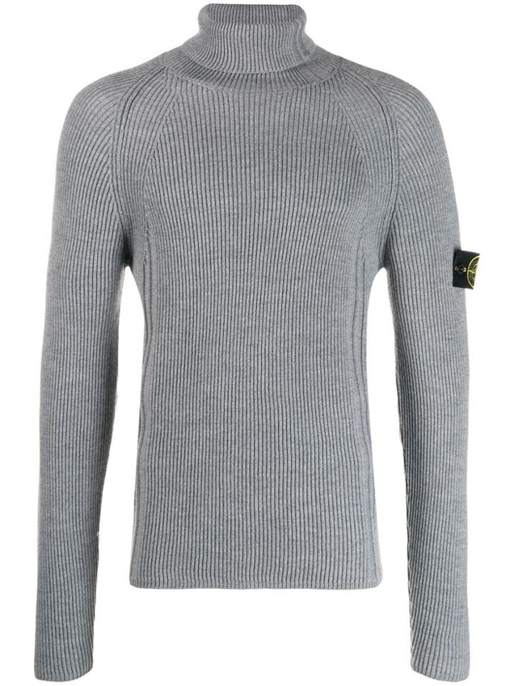 Stone Island Ribbed Turtleneck Jumper - Grey