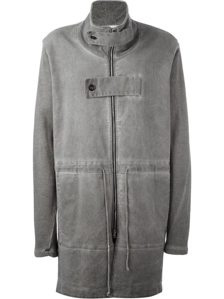 Lost & Found Rooms Stonewashed Effect Coat, Men's, Size: Large, Grey, Cotton/spandex/elastane
