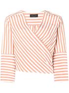Roberto Collina Striped Wrap Style Blouse - Orange