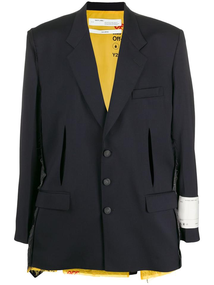 Off-white Oversized Contrast Back Blazer - Blue