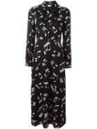 Saint Laurent Musical Note Printed Dress, Women's, Size: 38, Black, Viscose/silk