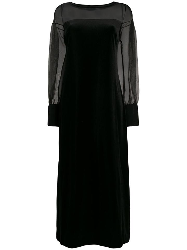 D.exterior Velvet Maxi Dress - Black
