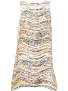 Issey Miyake Striped Sleeveless Dress - White