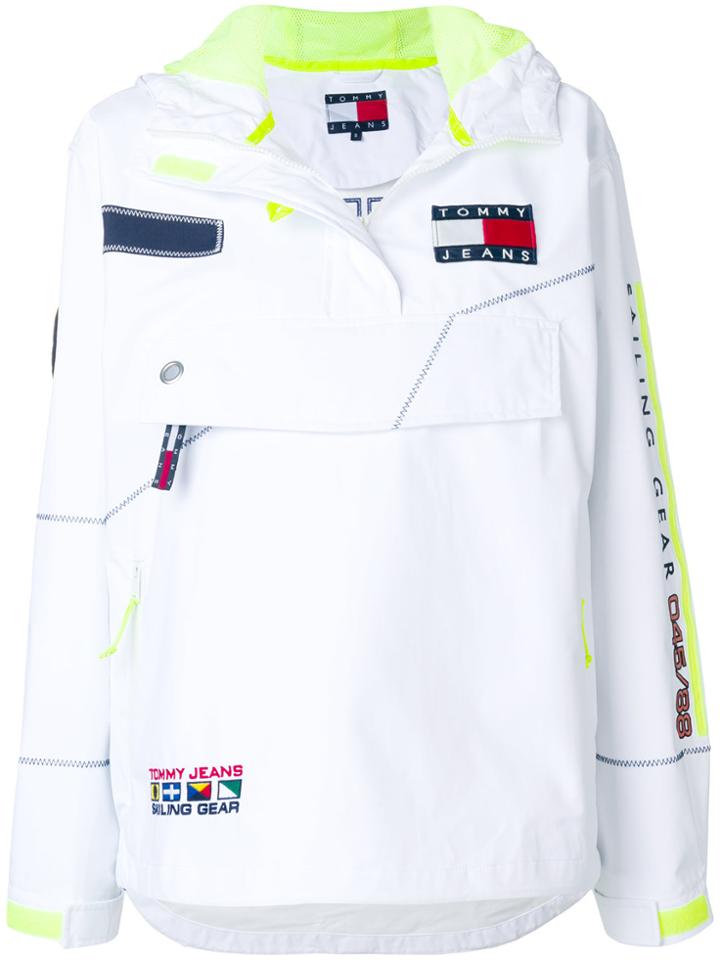 Tommy Jeans Hooded Windbreaker Logo Jacket - White