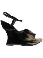 Prada Vintage 1990's Gradient Velvet Sandals - Black