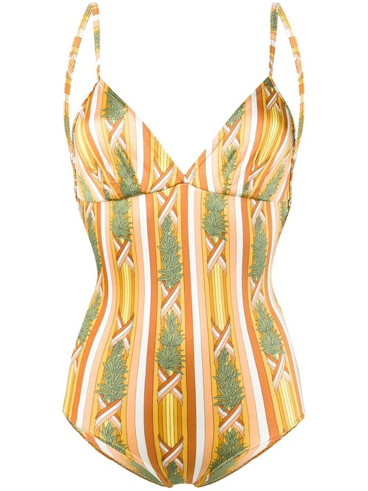 Hermès Vintage Printed Swimsuit - Neutrals