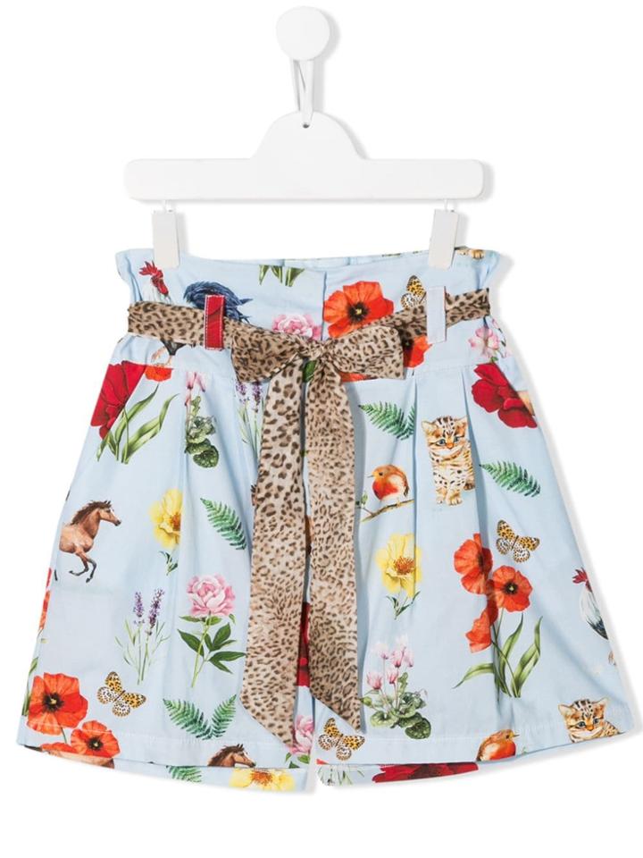 Monnalisa Floral Animal Print Shorts - Blue