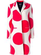 Msgm Dot Print Midi Coat, Women's, Size: 40, White, Polyamide/viscose/wool