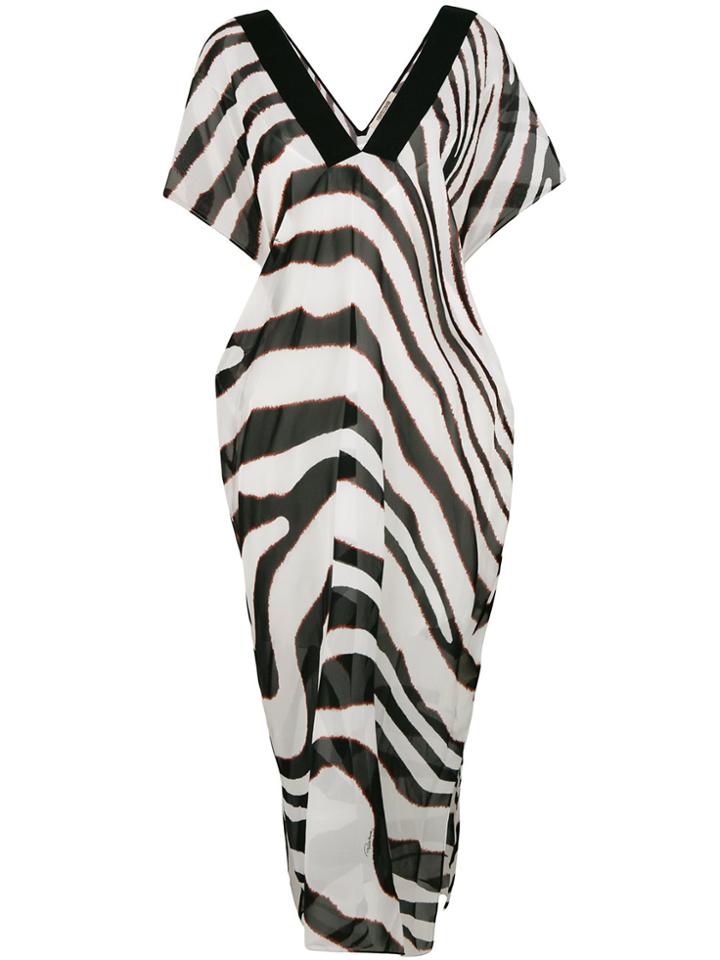 Roberto Cavalli Zebra Print Beach Dress - Black