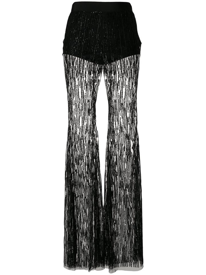 Amen Sheer Flared Trousers - Black