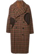 System Double Breasted Checked Coat - Brown