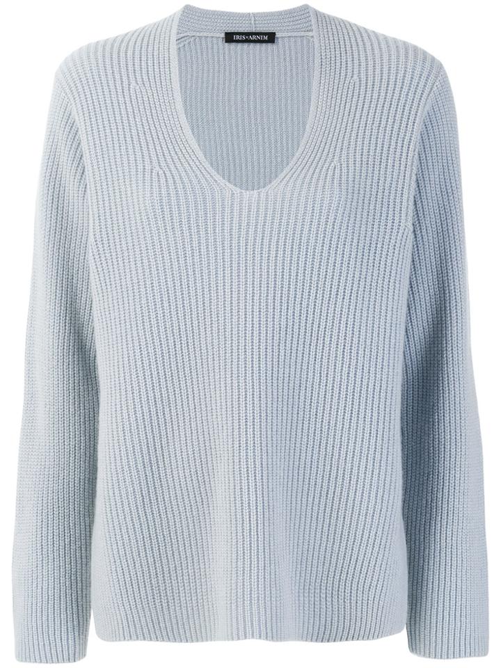 Iris Von Arnim V-neck Jumper - Blue