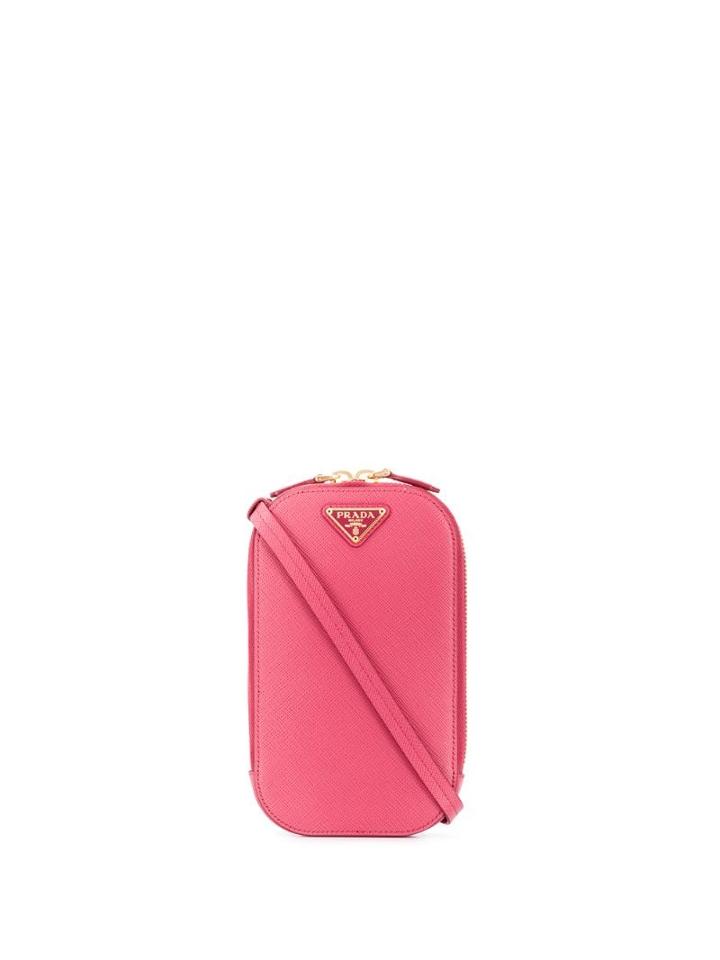 Prada Small Logo Plaque Crossbody - Pink
