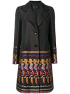 Etro Coat With Repeat Pattern Hem - Black