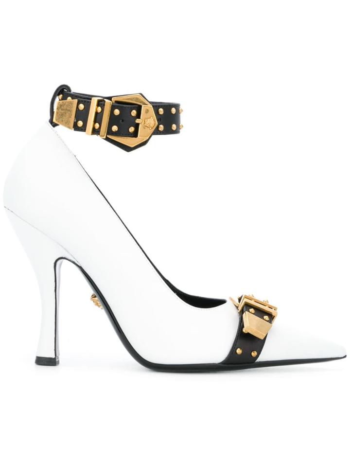 Versace Buckle Strap Pumps - White
