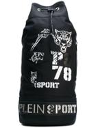 Plein Sport Leather Trim Printed Backpack - Black