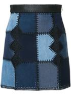 Loveless Patchwork Detail Skirt - Blue