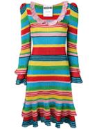 Moschino Rainbow Striped Knitted Dress - Blue