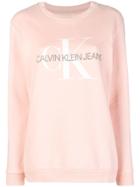 Ck Jeans Crew Neck Logo Sweatshirt - Pink & Purple