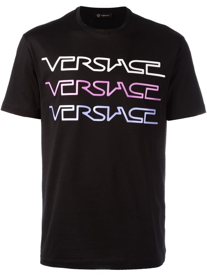 Versace Triple Logo T-shirt, Men's, Size: Xl, Black, Cotton