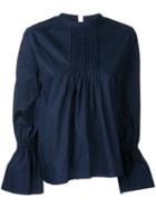Torrazzo Donna - Pleated Bib Blouse - Women - Cotton - One Size, Blue, Cotton