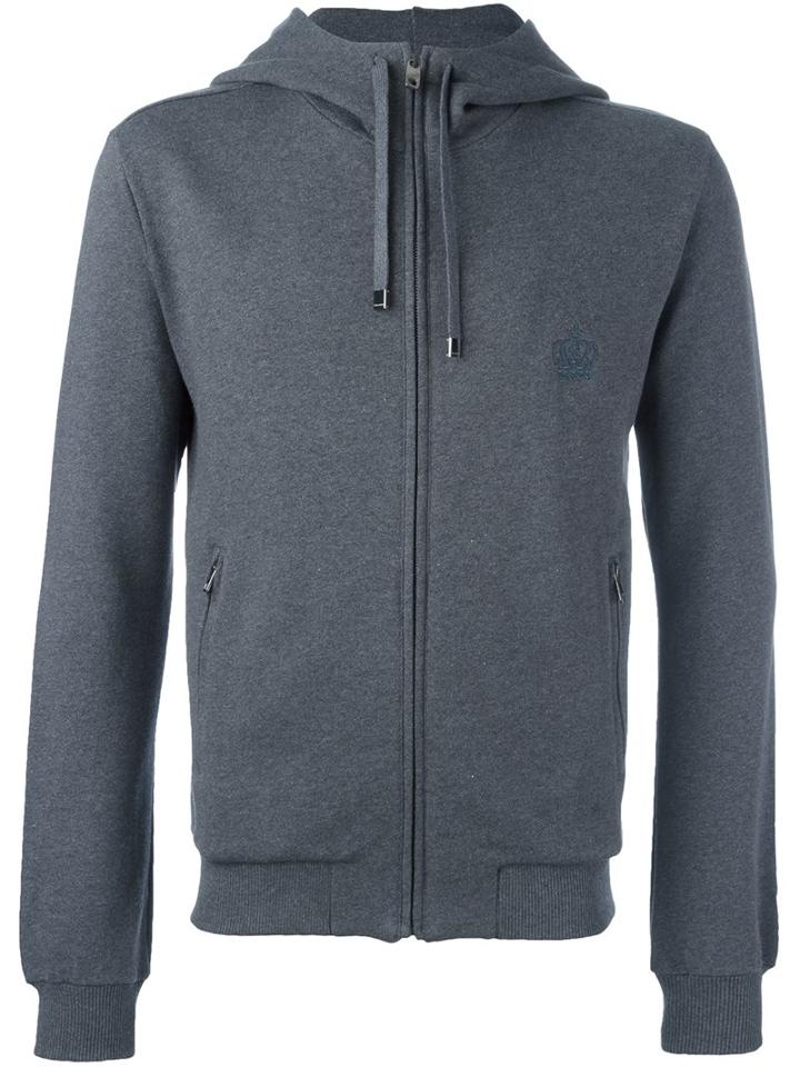 Dolce & Gabbana Zipped Hoodie, Men's, Size: 52, Grey, Cotton