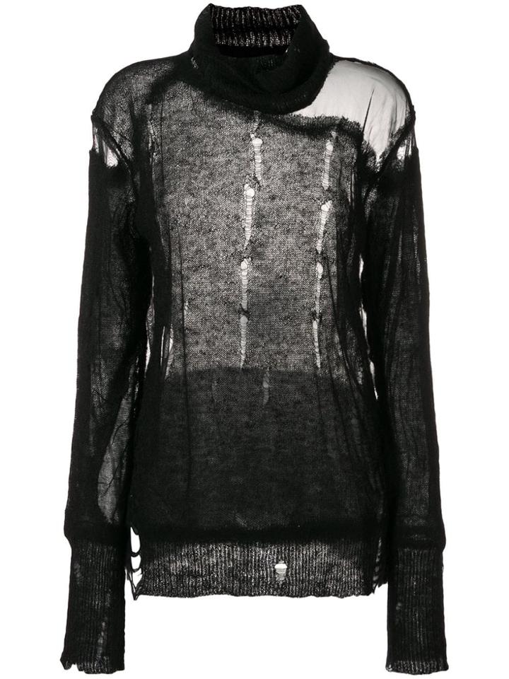 Diesel Distressed Patchwork Sweater - Black