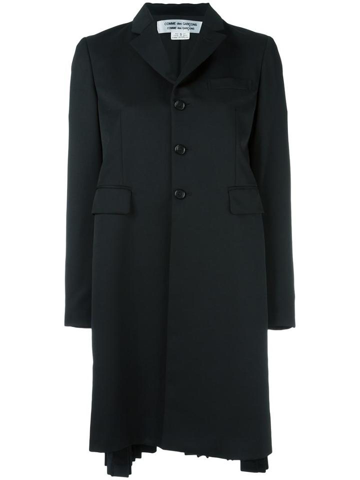 Comme Des Garçons Comme Des Garçons Pleated Inset Coat, Women's, Size: Small, Black, Polyester/cupro/wool