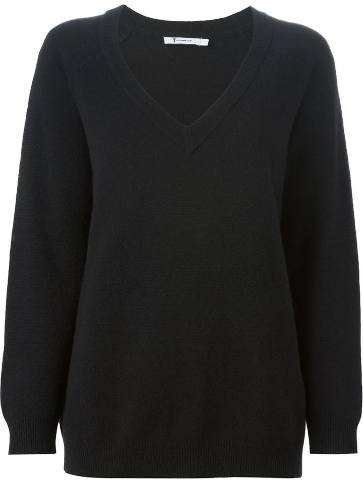 T By Alexander Wang V-neck Sweater, Women's, Size: Small, Black, Cashmere/wool