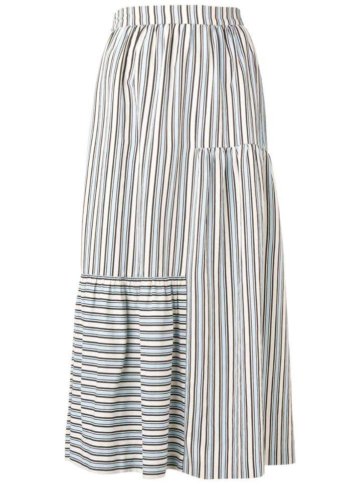 Chinti & Parker Stripe Flared Midi Skirt - Blue