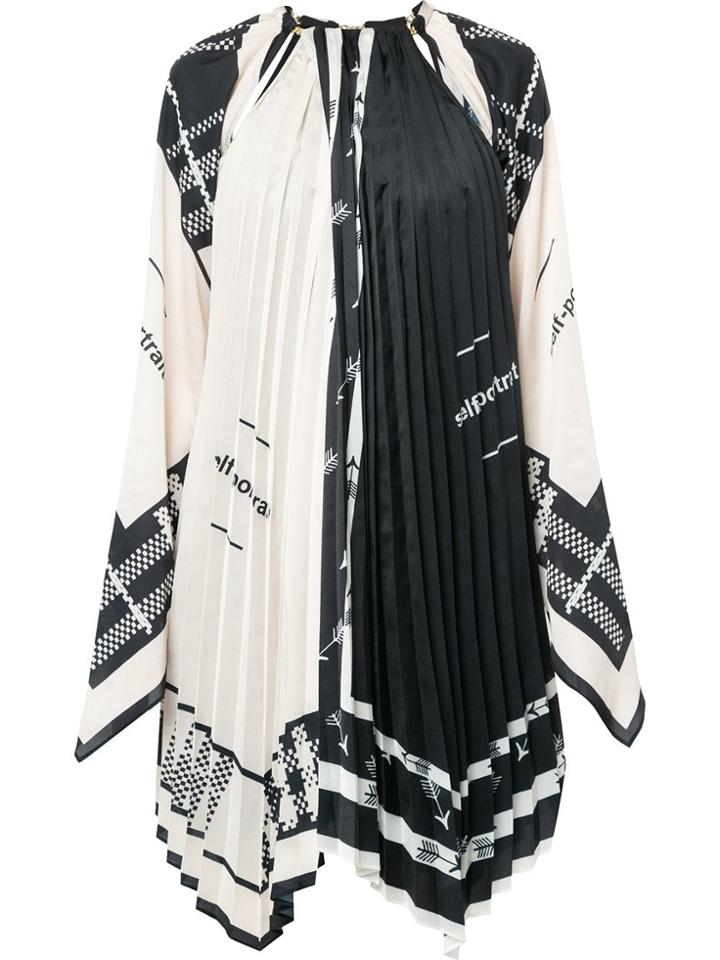 Self-portrait Flared Asymmetric Dress - Black