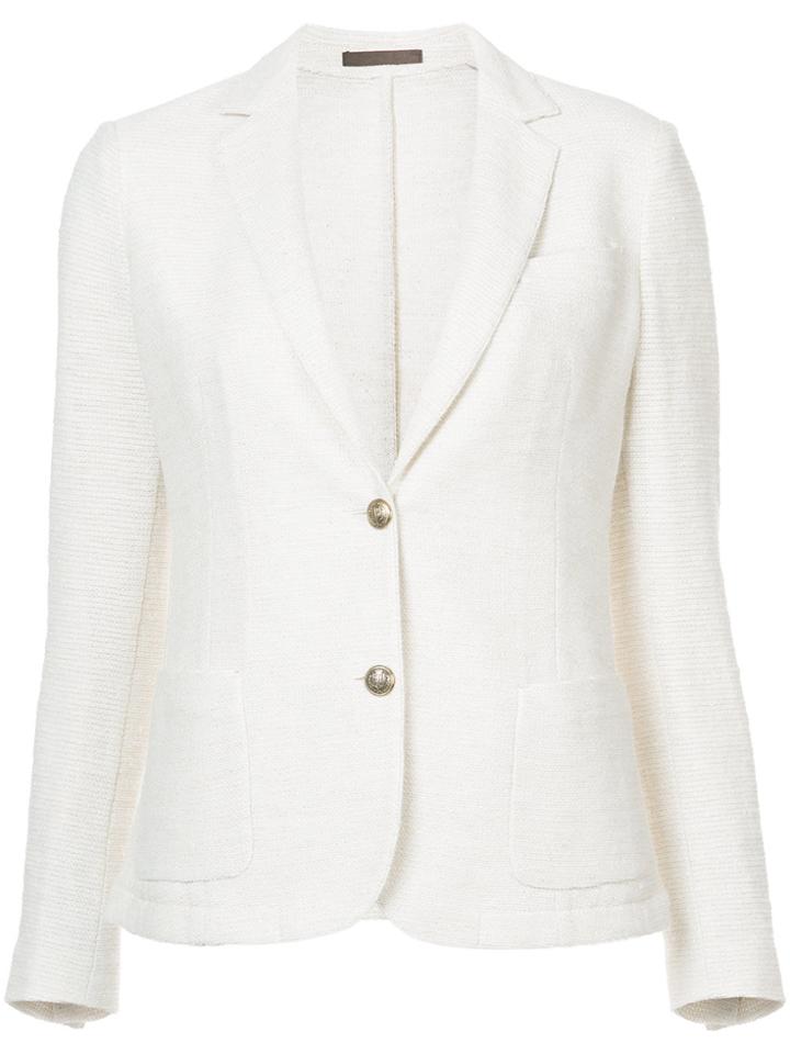 Eleventy Metallic Tweed Blazer - White
