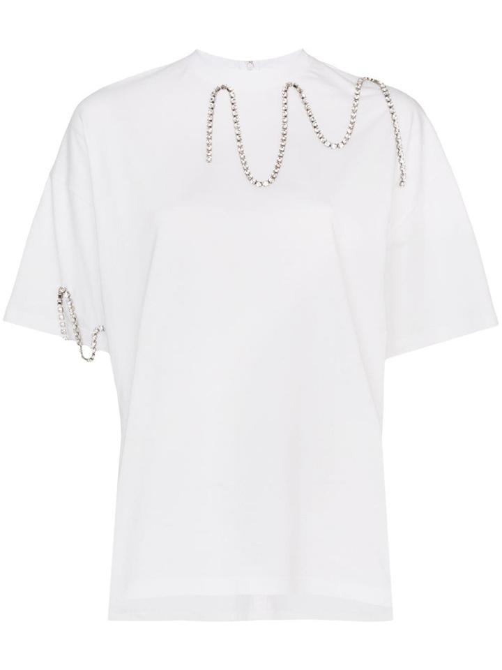 Christopher Kane Cupchain Diamanté-embellished T-shirt - White