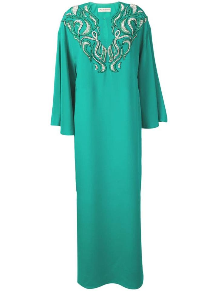 Emilio Pucci Jade Green Embellished Evening Dress
