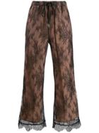 Twin-set Cropped Scalloped Lace Trousers - Black