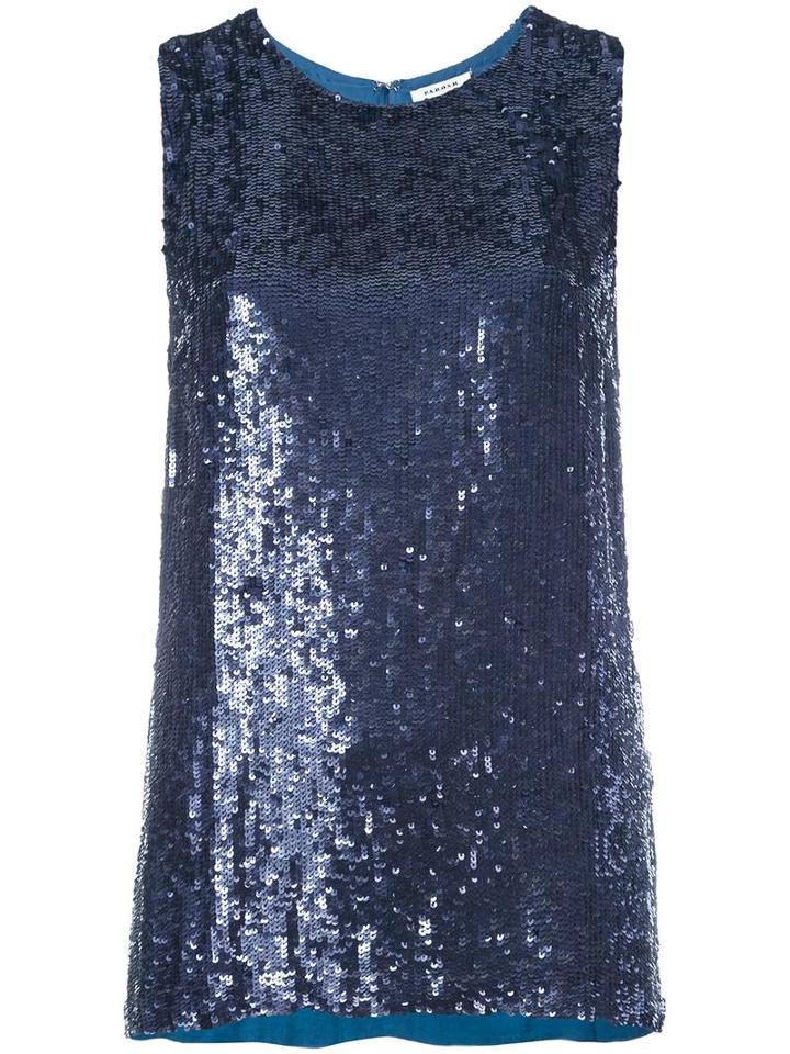 P.a.r.o.s.h. Sequined Tank Top, Women's, Size: Xs, Blue, Viscose/pvc