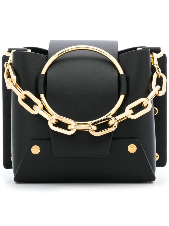 Yuzefi Metallic Foldover Shoulder Bag - Black